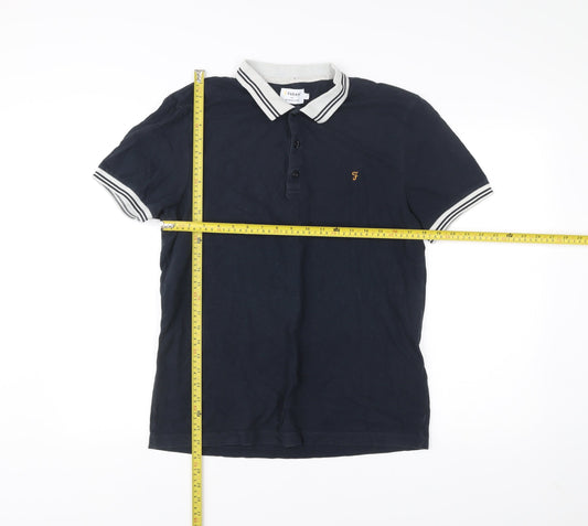 Farah Men’s Blue Polo Shirt L Cotton Short Sleeve Collared