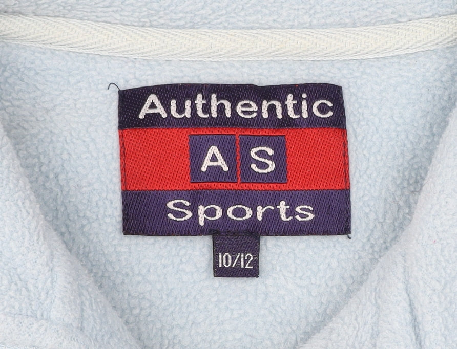 Authentic Sports Womens Blue Size 10 Fleece 1/2 Zip Pullover Sweatshirt