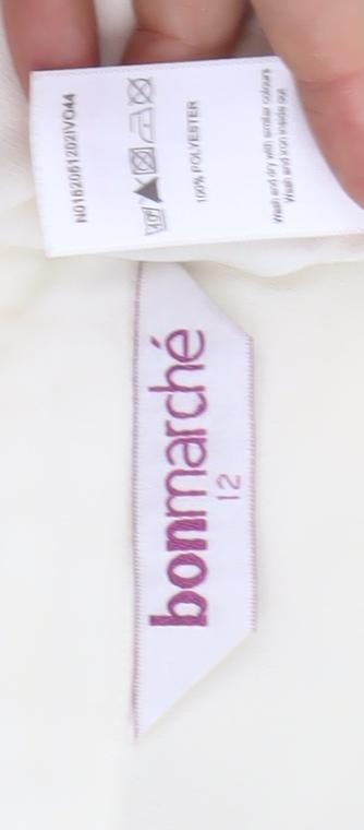 Bonmarche Womens Ivory Button-Up Blouse Size 12 Long Sleeve Embroidered