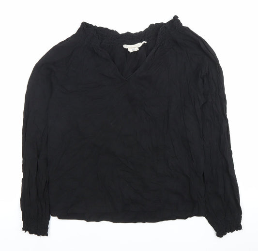 Womens UK Size 12 H&M Black Peasant Blouse