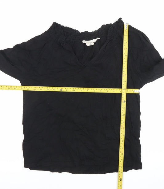 Womens UK Size 12 H&M Black Peasant Blouse