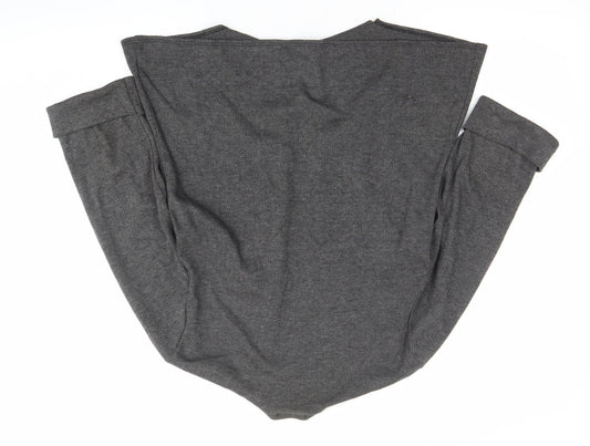 C.M.D Womens Grey Herringbone Cardigan M 3/4 Sleeve Open Knit