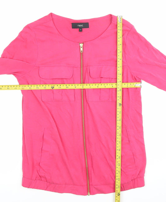 Next Womens Pink Long Sleeve Zip Blouse UK 8 Modal Blend