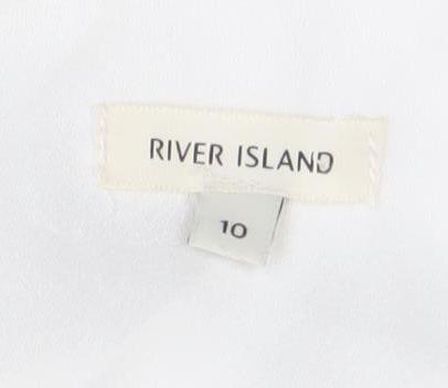 River Island Women White Size 10 Wrap Blouse Flutter Sleeve