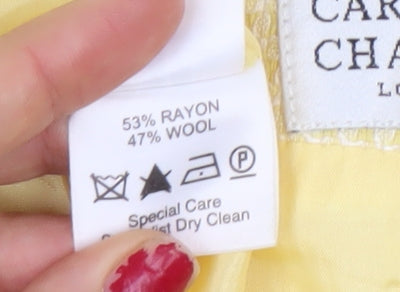 Caroline Charles Women Yellow Wool Blend Pencil Skirt UK 14