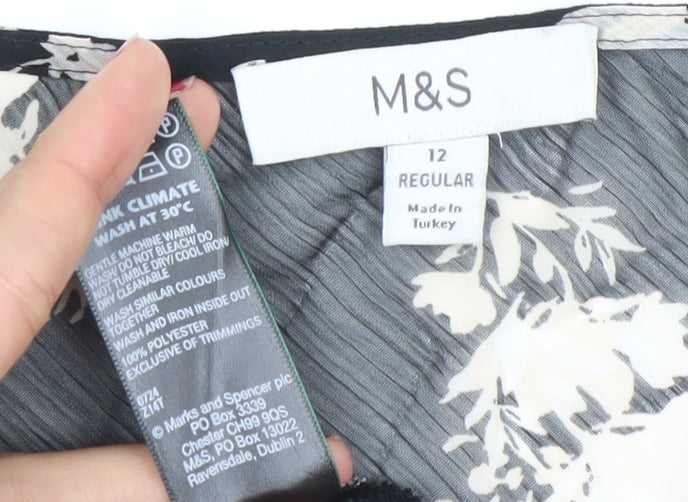 Marks and Spencer Women’s Black Floral A-Line Dress Size 12