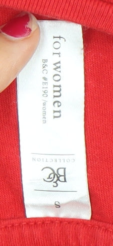 B&C Collection Women’s Red Cotton S T-Shirt Quote Print Casual