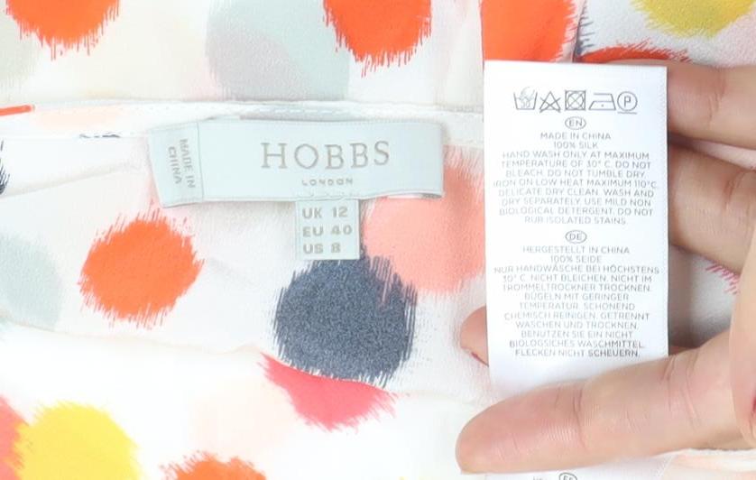 Hobbs Women’s Multicoloured Polka Dot Cowl Neck Sleeveless Blouse UK 12