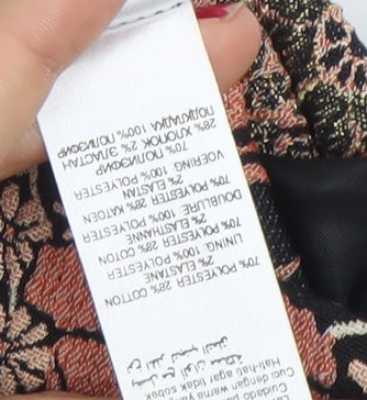 New Look Womens Floral Skirt Size 8 Black Pink Short Pencil