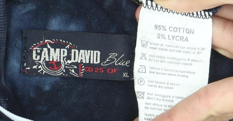 Camp David Mens Blue XL Polo Shirt Tie-Dye Aircraft Embroidered