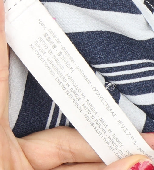 Zara Basic Womens Black White Striped Trousers Size L