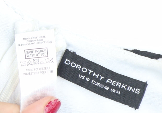 Dorothy Perkins Womens Black White Striped A-Line Dress Size 14