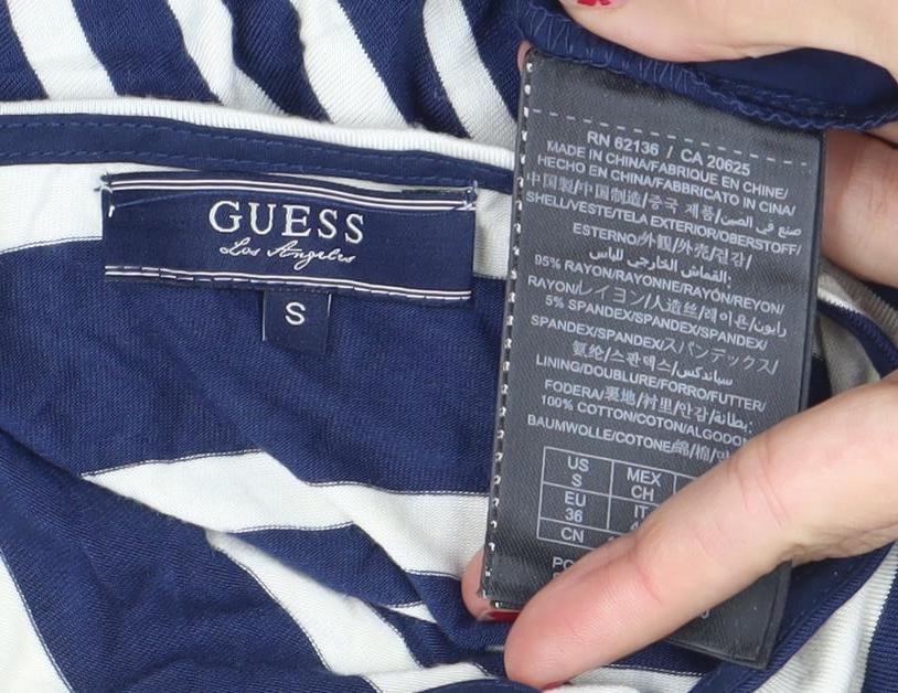 Guess Women’s Blue White Striped Fit & Flare Dress S