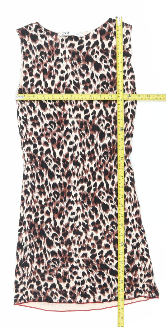 Zara Women’s Leopard Print Bodycon Dress Size 8 Sleeveless Short