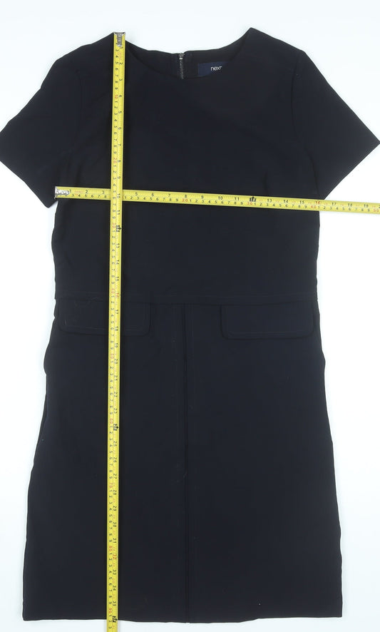 Next Women’s Black Sheath Dress Size 8 Knee Length Short Sleeve Workwear