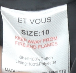 Et Vous Womens Blue Black Geometric A-Line Skirt Size 10 Cotton