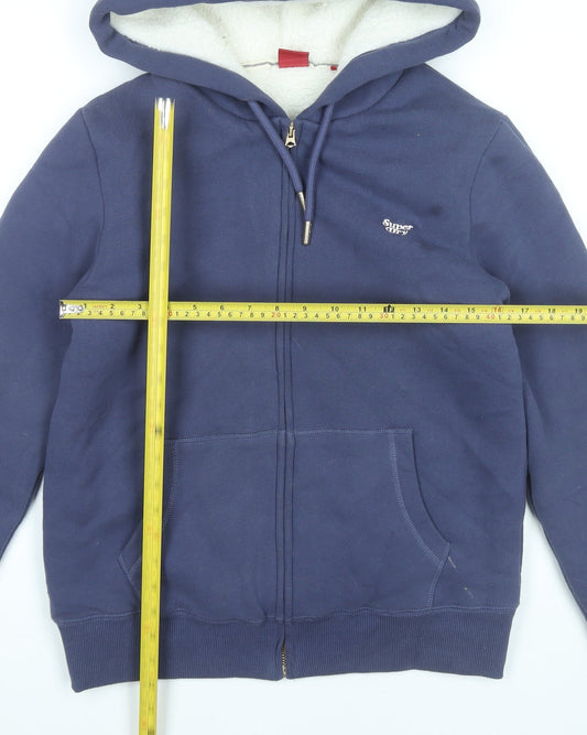 Superdry Women’s Navy Full Zip Hoodie UK 8 Cotton Blend Lined