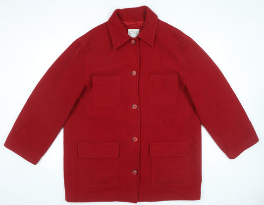 Jessica Reid Women’s Red Wool Blend Mid-Length Overcoat L