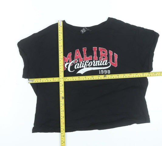 915 Generation Girls Black Cropped Malibu California T-Shirt 14-15 Years