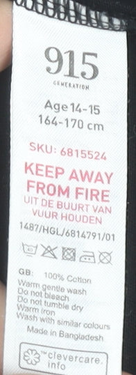 915 Generation Girls Black Cropped Malibu California T-Shirt 14-15 Years