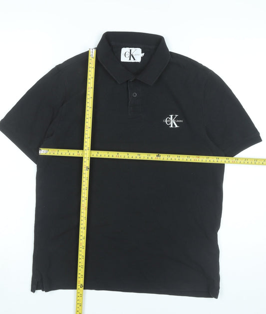 Calvin Klein Jeans Men’s Black Polo Shirt Size M Short Sleeve Cotton
