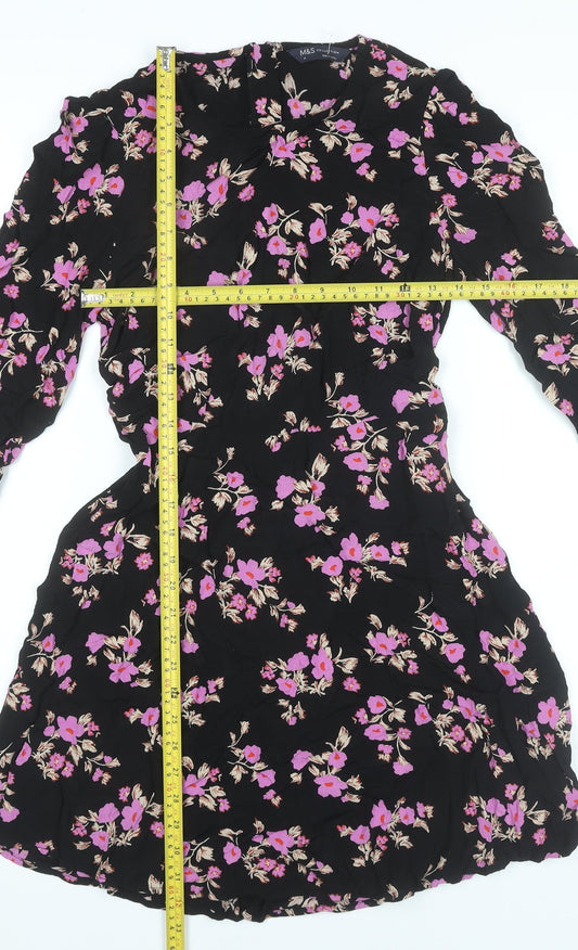 Marks and Spencer Womens Black Floral Shift Dress Size 10