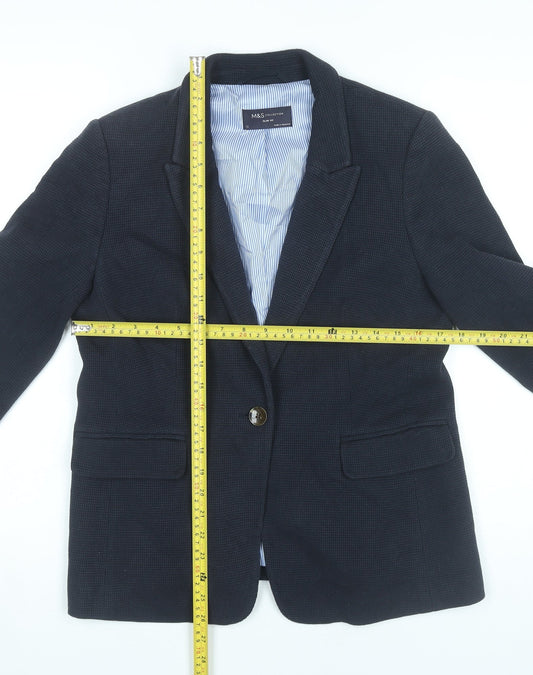 Marks and Spencer Women Black Size 12 Blazer Jacket Single Breasted
