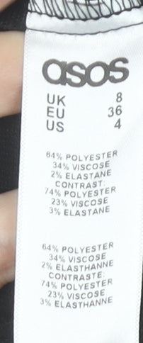Brand and care label for ASOS Women’s Black & White Midi Pencil Skirt UK 8 Business Stretch