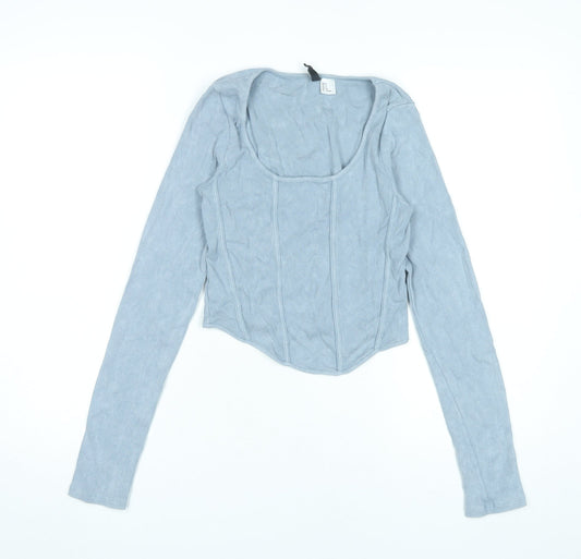 Womens UK Size S H&M Blue Cropped Blouse