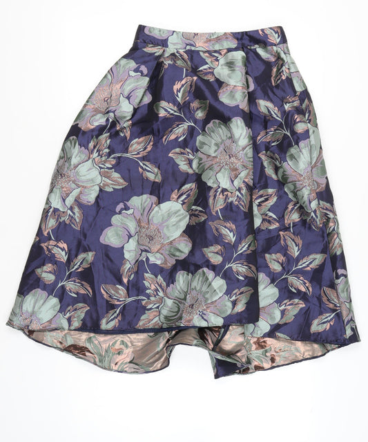 Additional front view of ASOS Women’s Multicoloured Floral A-Line Midi Skirt, size UK 8