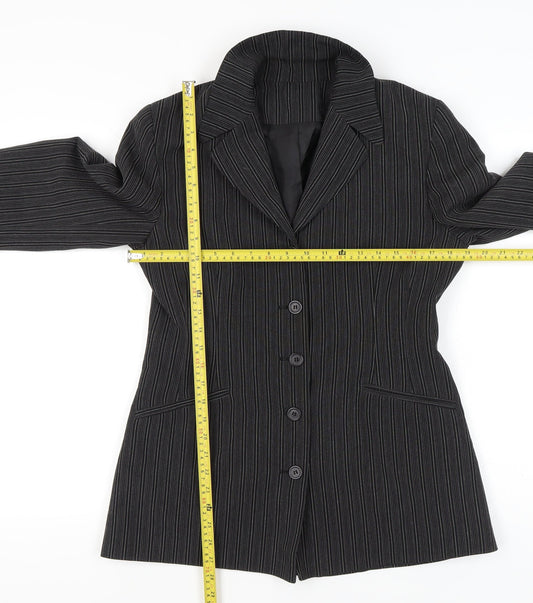 New Look Womens Black Pinstripe Suit Jacket Size 14 Workwear