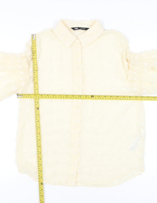Womens UK Size 12 Zara Beige Classic Blouse