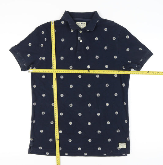 Jack Wills Men’s Blue Floral Polo Shirt Size M Cotton Casual