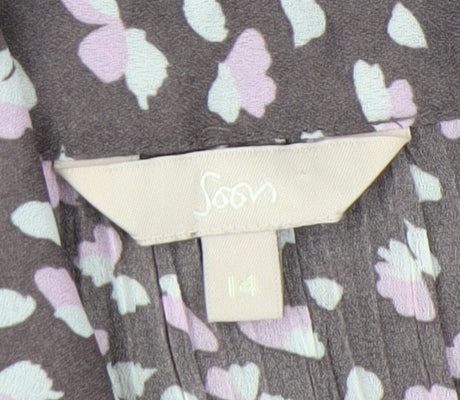 Womens UK Size 14 Soon Brown Tunic Button-Up