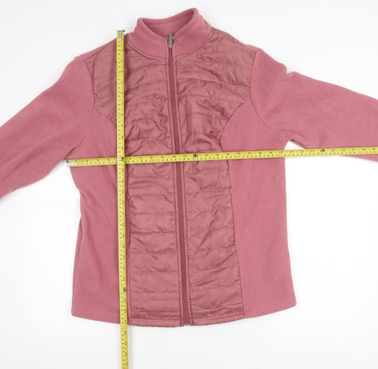 Julipa Women Pink Size 16 Quilted Fleece Zip Jacket Mid-Length
