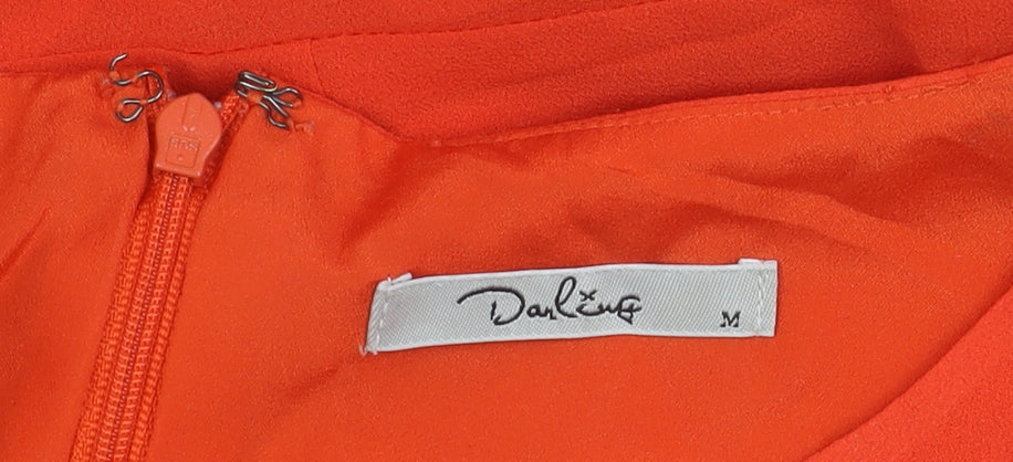Darlene Women's Orange Fit & Flare Dress Size M Short Sleeve Scoop Neck