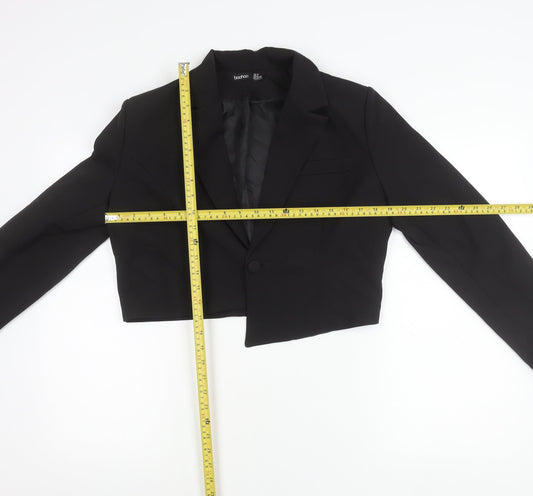 Boohoo Women's Black Cropped Suit Jacket UK 10 Notch Lapel