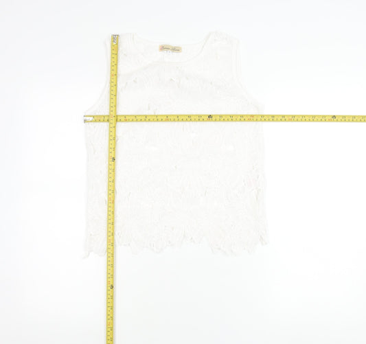 Cameo Rose Women’s White Lace Tank Top Size 8 Sleeveless Camisole