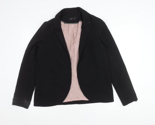 Topshop Women Black Tall Size 14 Blazer Jacket Notch Lapel Workwear