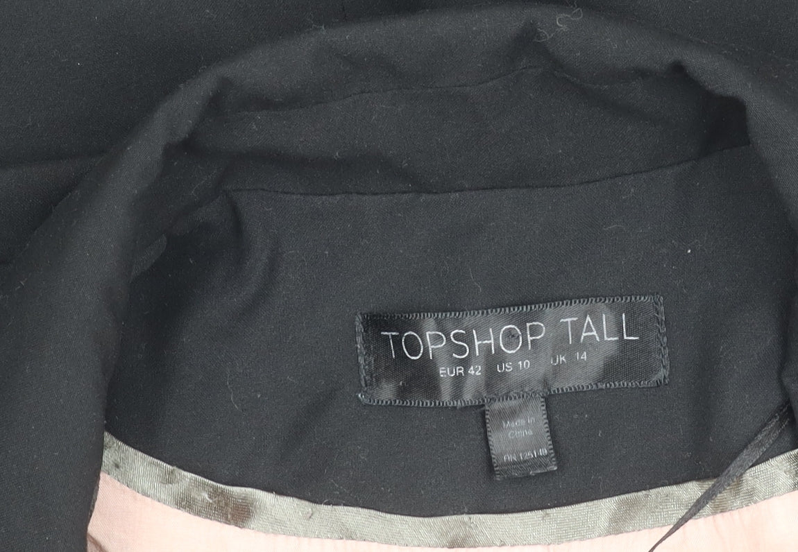 Topshop Women Black Tall Size 14 Blazer Jacket Notch Lapel Workwear