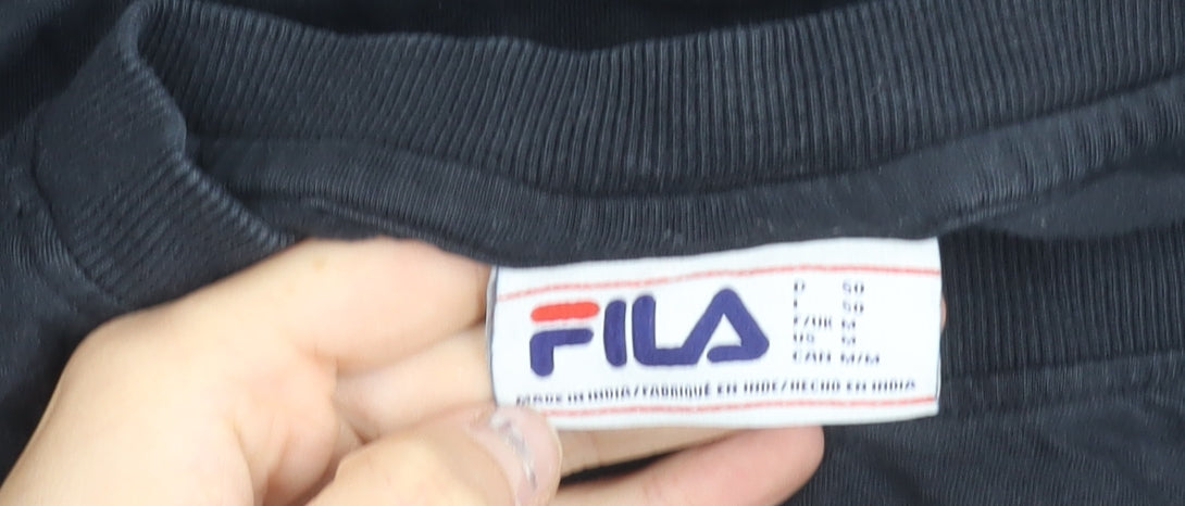 Additional view of Fila women’s black floral logo t-shirt, size M, short sleeve cotton