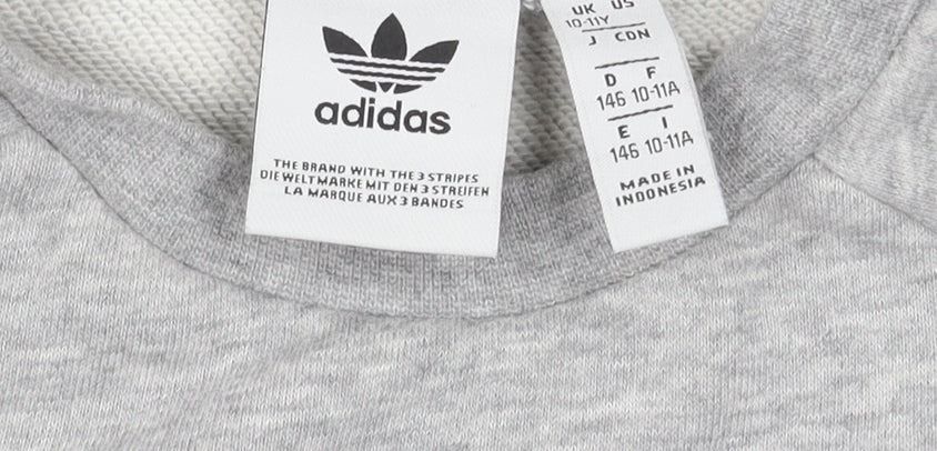 Additional view of Adidas girls’ grey logo sweatshirt 10-11 years pullover crew neck