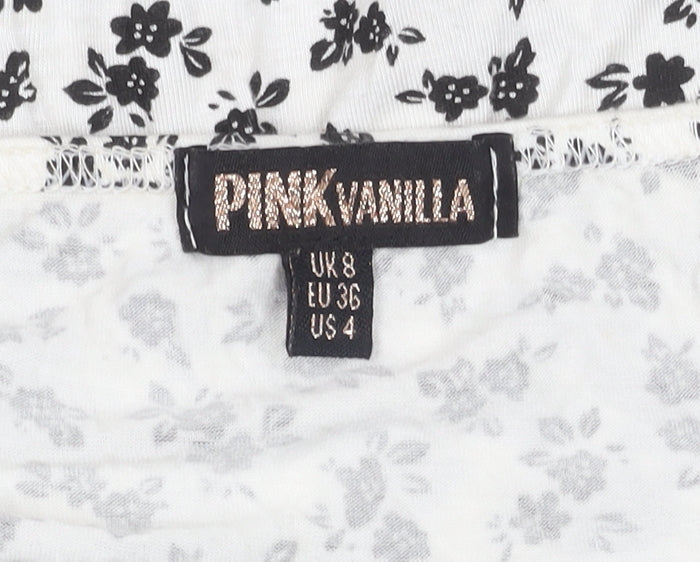 Pink Vanilla Women’s White Floral Mini Slip Dress Size 8 Summer Casual