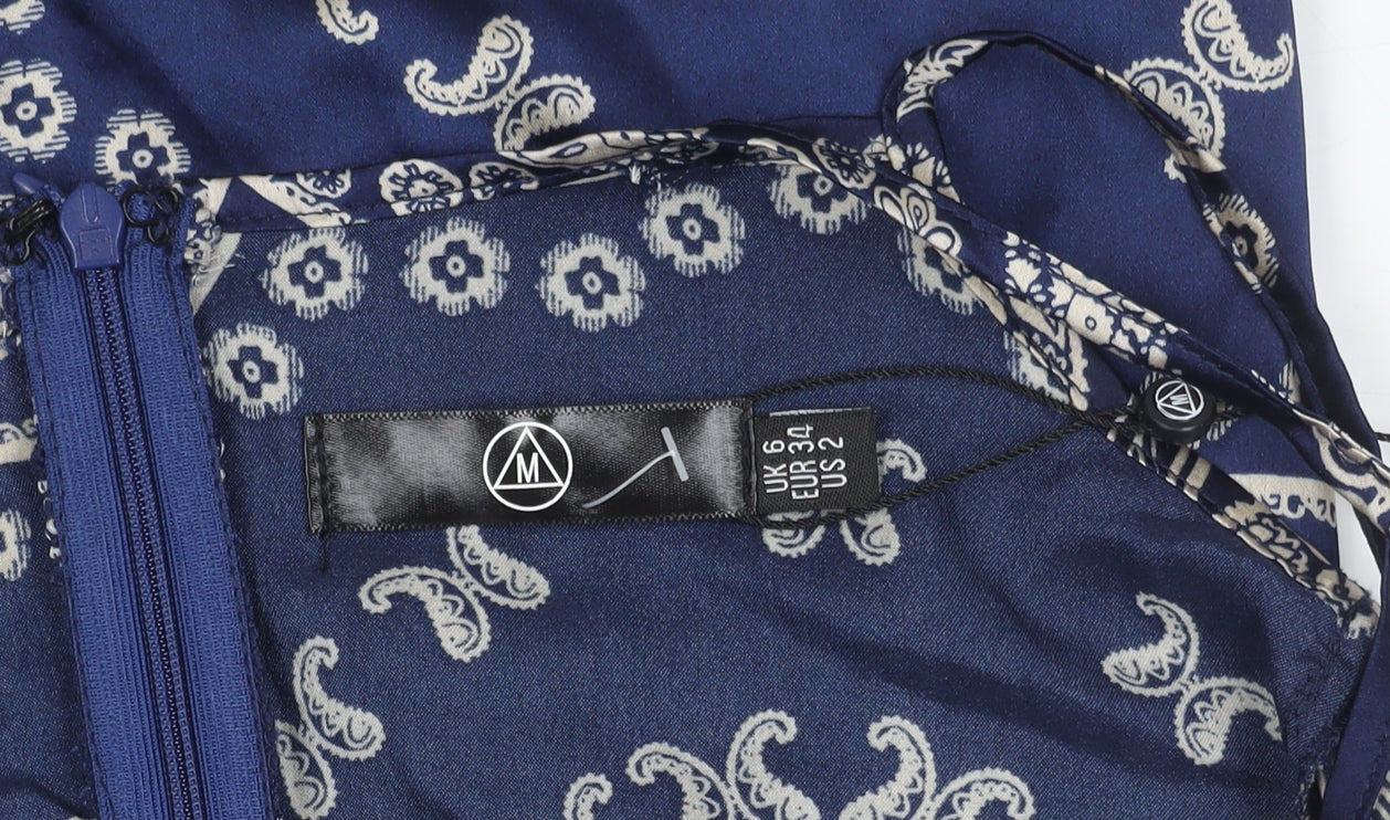 Motel Womens Blue Paisley Cold Shoulder Long Sleeve Playsuit Size 6