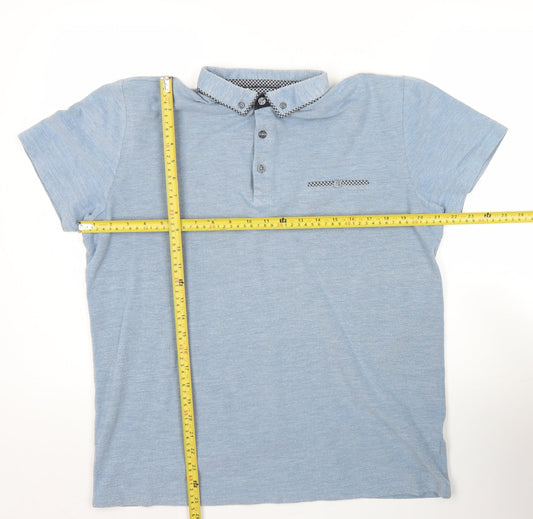 ACW85 Men's Blue Polo Shirt L Short Sleeve Collared Cotton Blend