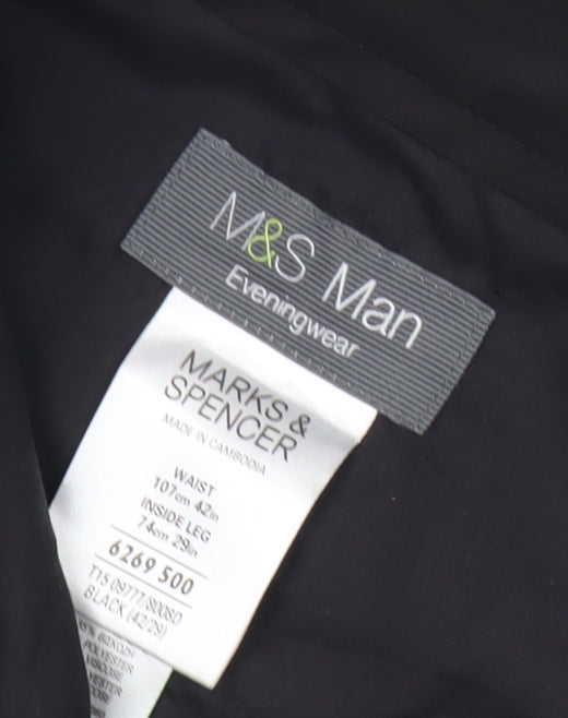 Marks and Spencer Men's Black 42in Waist 29in Leg Formal Dress Trousers