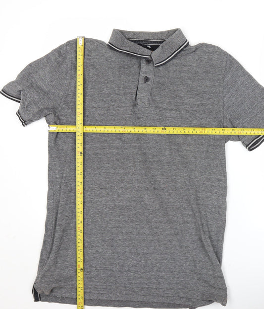 Boston Crew Men’s Grey Cotton Polo Shirt Size M Short Sleeve Casual