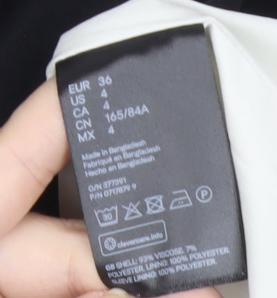 H&M Womens Black Double-Breasted Blazer Jacket Size 8