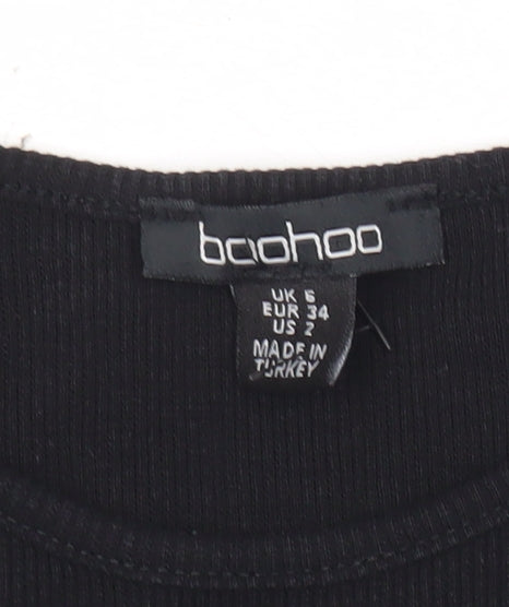 Boohoo Women’s Black Long Sleeve Slim Fit Bodysuit UK 6