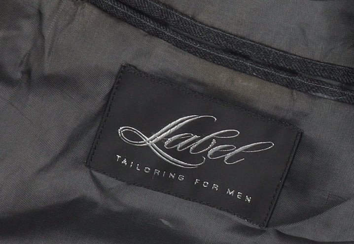 Label Mens Grey Wool Pinstripe Blazer Jacket 41L Classic Fit